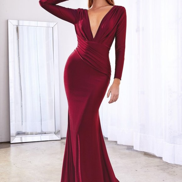 Cinderella Dresses & Skirts - NEW BIRGUNDY V-Neck Mermaid Shape Satin Prom Dress CD0168